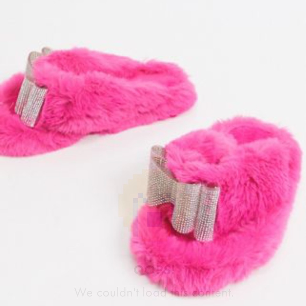 Never-worn, hot pink fuzzy slippers. Brand new from ASOS. Women’s size 8.